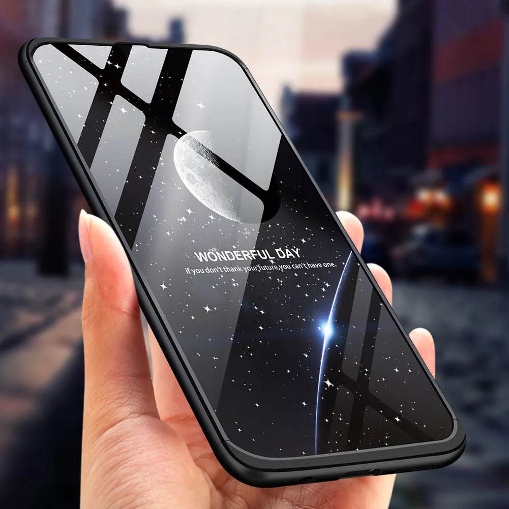 For Samsung A30 Ultra Slim PC Back Cover Non-slip Shockproof 360 Degree Full Protective Case Silver black silver