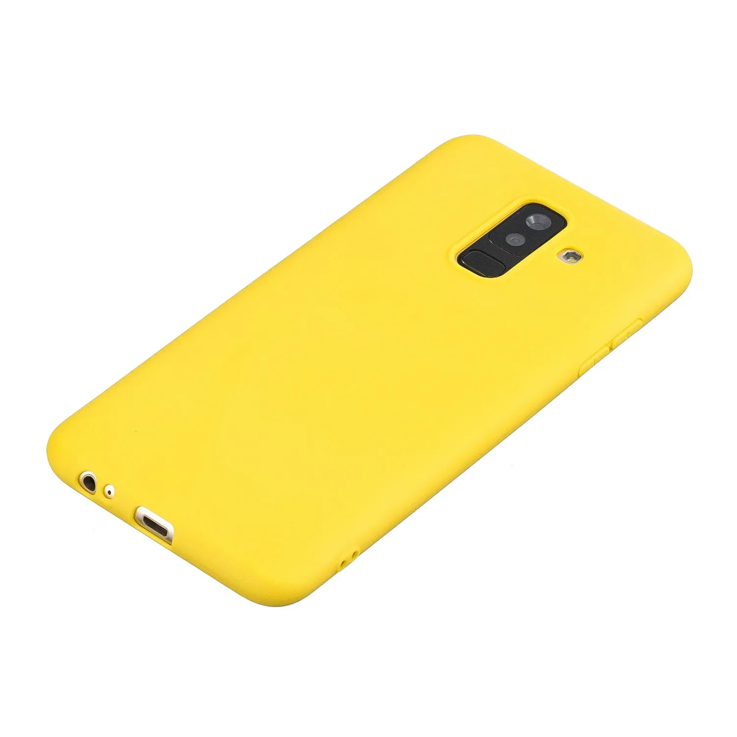 for Samsung A6 plus 2018 Lovely Candy Color Matte TPU Anti-scratch Non-slip Protective Cover Back Case yellow