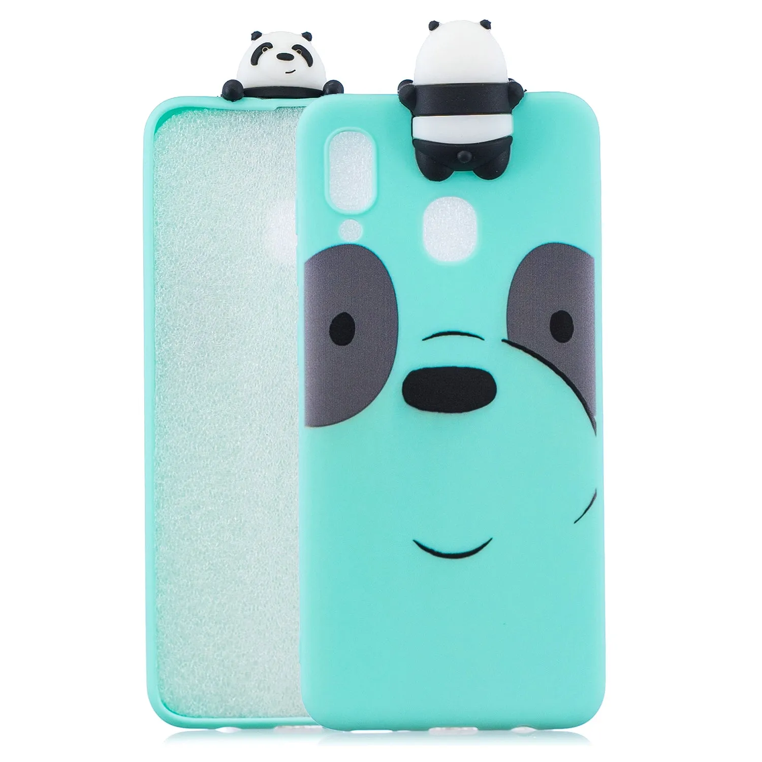 For Samsung M20 3D Cute Coloured Painted Animal TPU Anti-scratch Non-slip Protective Cover Back Case Rose red