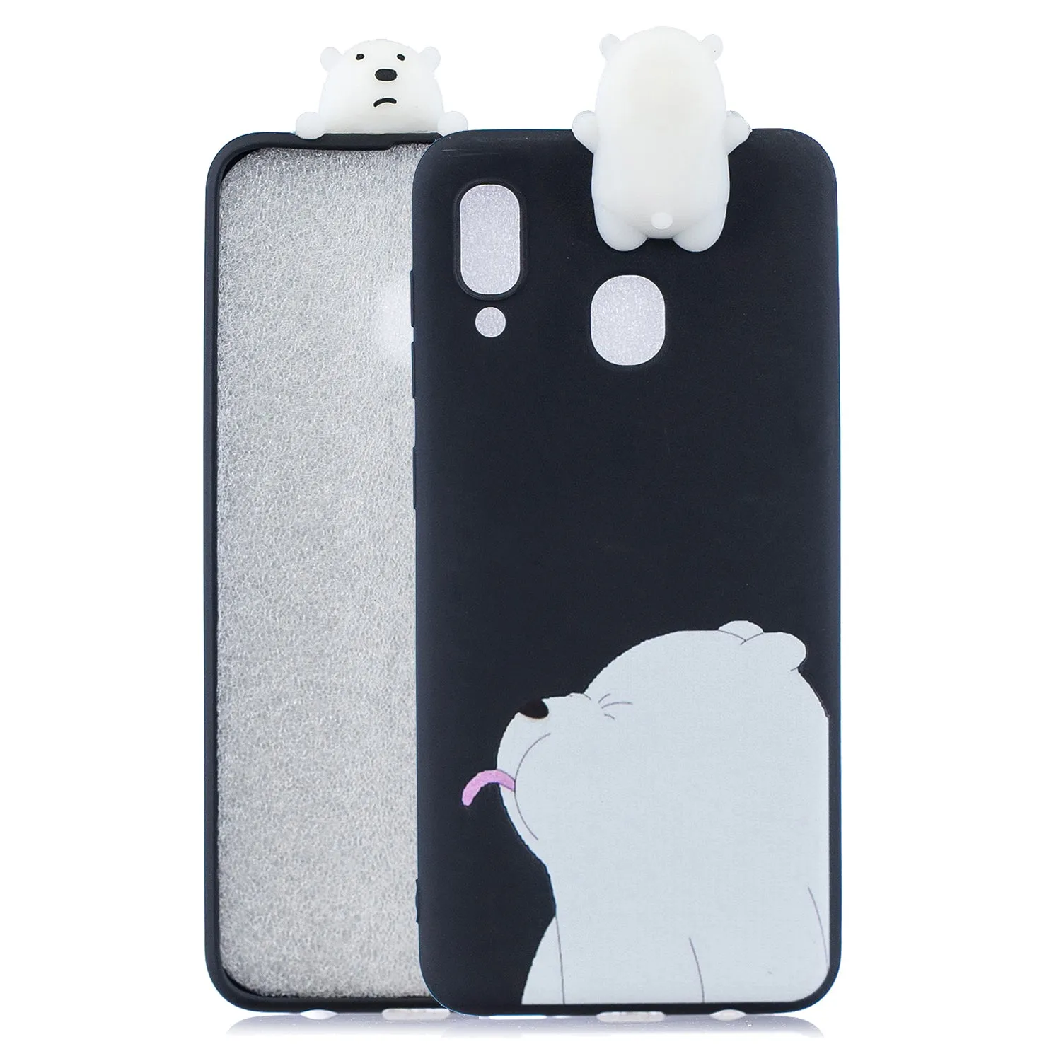 For Samsung M20 3D Cute Coloured Painted Animal TPU Anti-scratch Non-slip Protective Cover Back Case Rose red