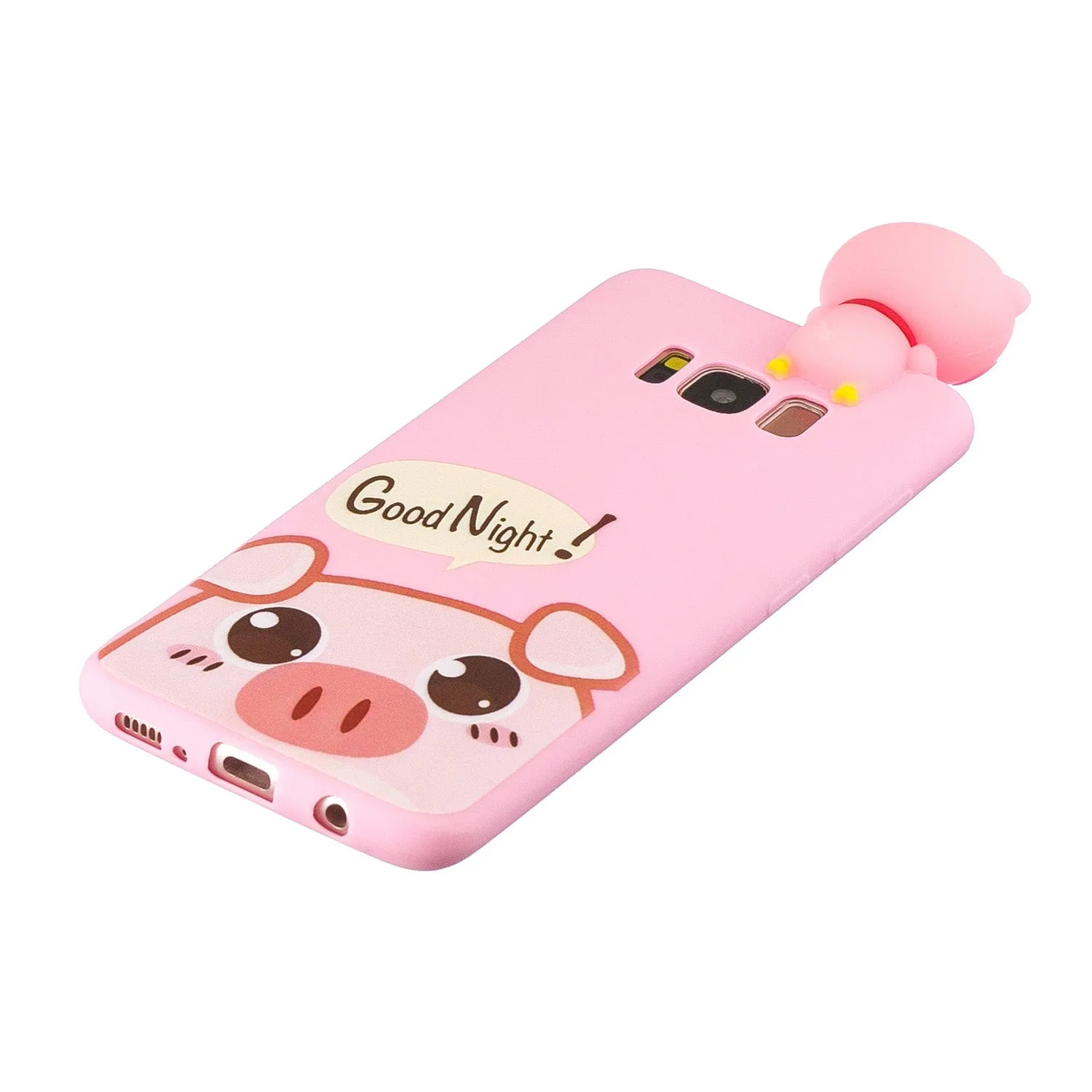 For Samsung S8 3D Cartoon Lovely Coloured Painted Soft TPU Back Cover Non-slip Shockproof Full Protective Case Rose red