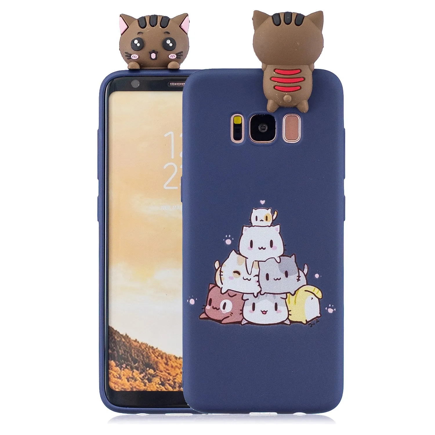 For Samsung S8 3D Cartoon Lovely Coloured Painted Soft TPU Back Cover Non-slip Shockproof Full Protective Case Rose red