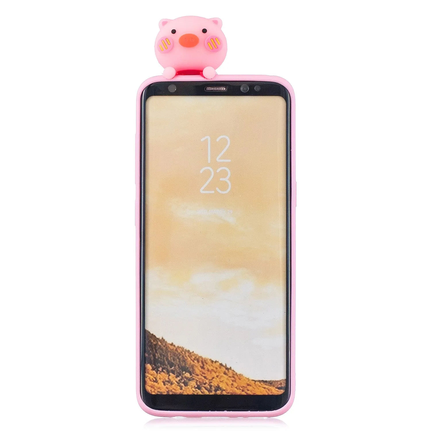 For Samsung S8 3D Cartoon Lovely Coloured Painted Soft TPU Back Cover Non-slip Shockproof Full Protective Case Rose red