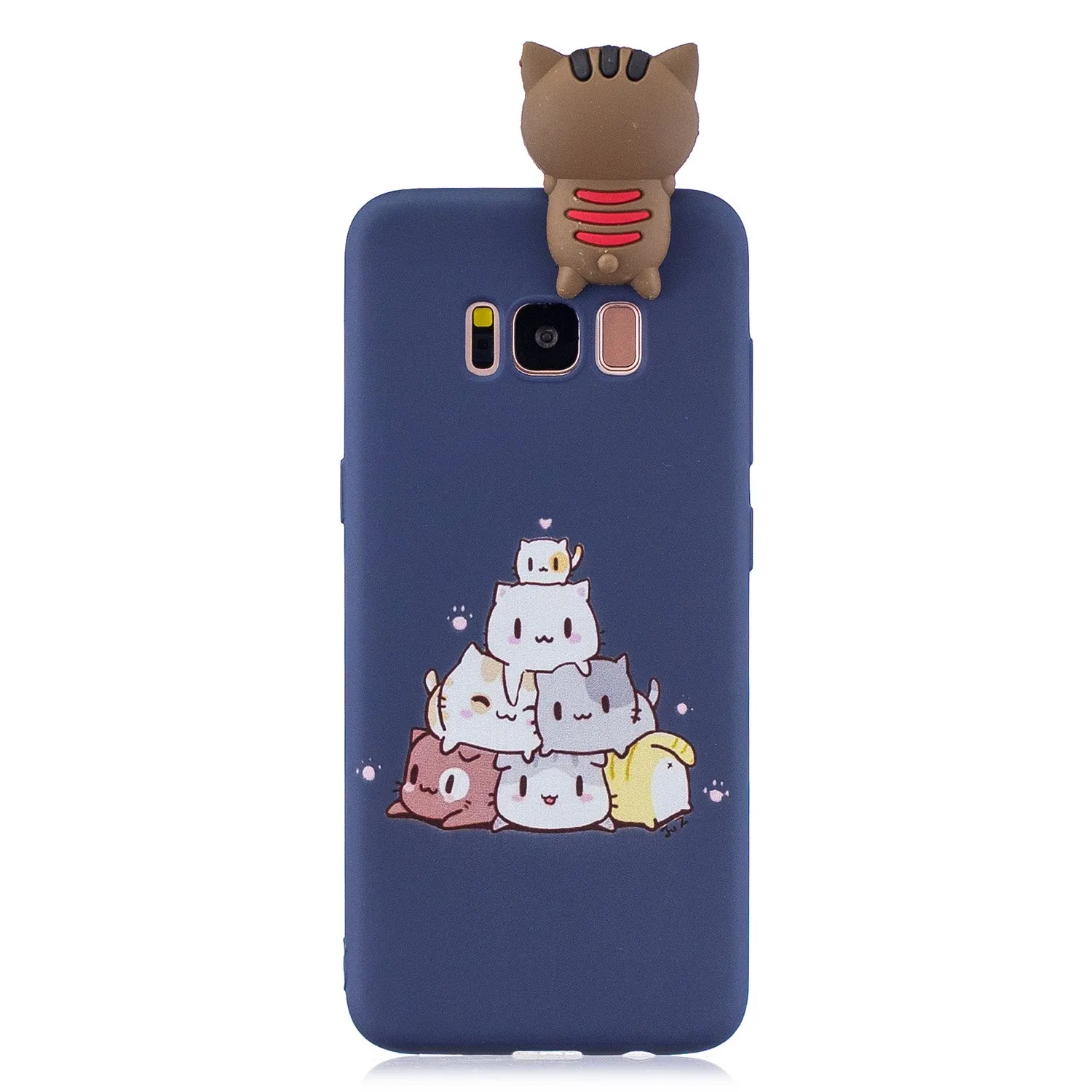 For Samsung S8 3D Cartoon Lovely Coloured Painted Soft TPU Back Cover Non-slip Shockproof Full Protective Case Rose red