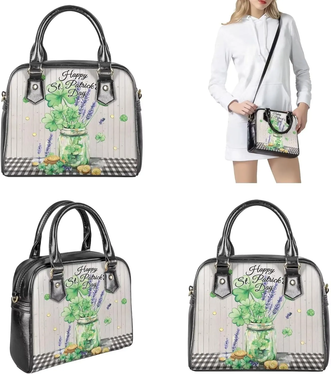 FOR U DESIGNS Purses and Handbags for Women St. Patrick's Day Tote Purse and Wallet Set Leather Crossbody Hobo Satchel Bags