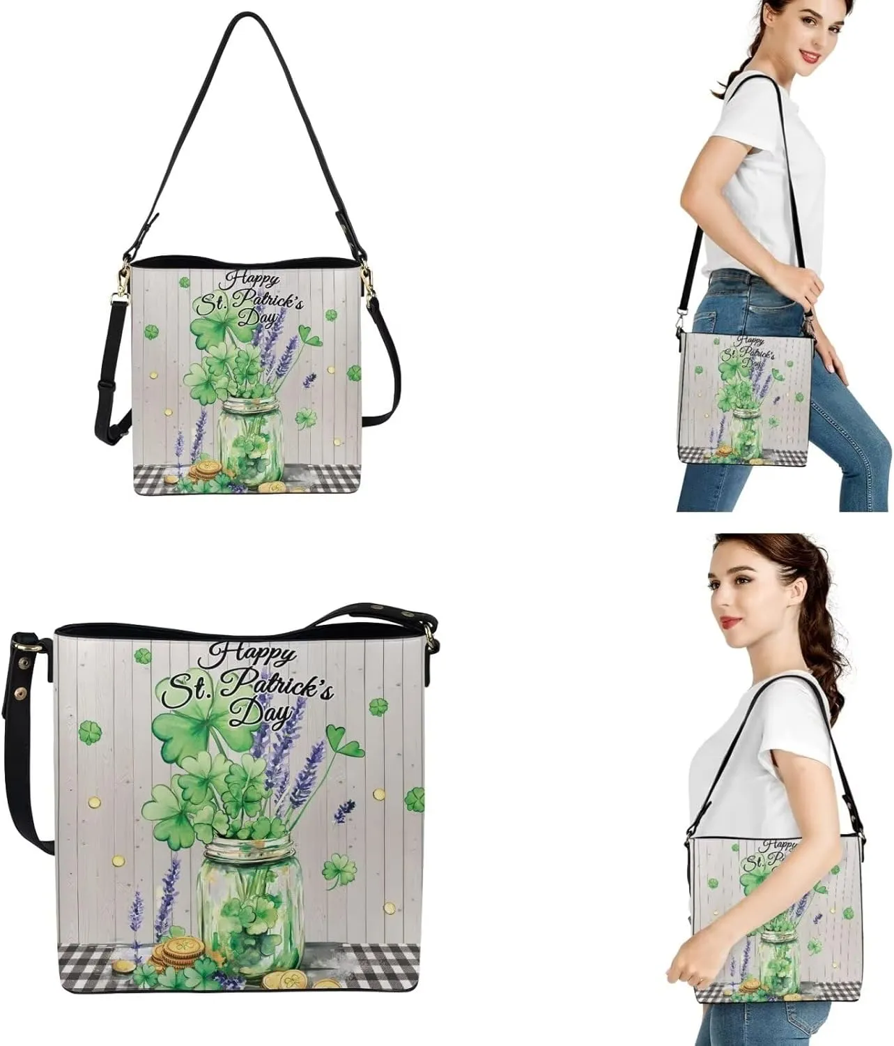 FOR U DESIGNS Purses and Handbags for Women St. Patrick's Day Tote Purse and Wallet Set Leather Crossbody Hobo Satchel Bags