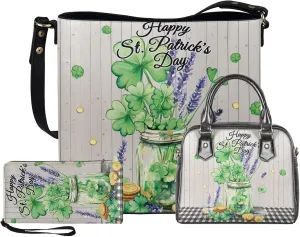 FOR U DESIGNS Purses and Handbags for Women St. Patrick's Day Tote Purse and Wallet Set Leather Crossbody Hobo Satchel Bags