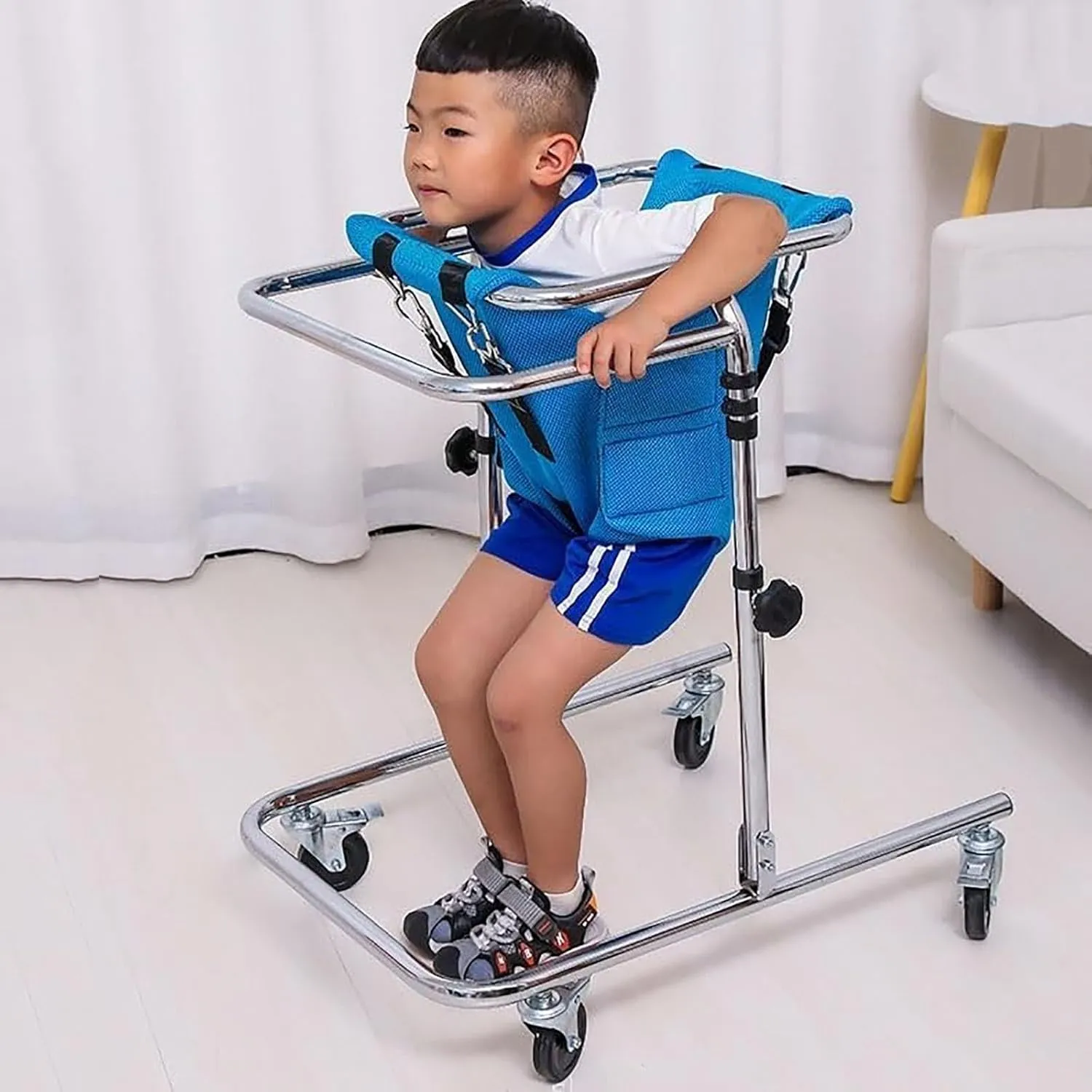 Four-Wheeled Walker for Children, Cerebral Palsy Assistive Walker, Suitable for Height 80-120 cm,Children's Rehabilitation Training Aid(Pink)