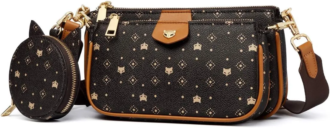 FOXLOVER Crossbody Bags for Women 3 Set Small Cell Phone Purse PVC Leather Lightweight Trendy