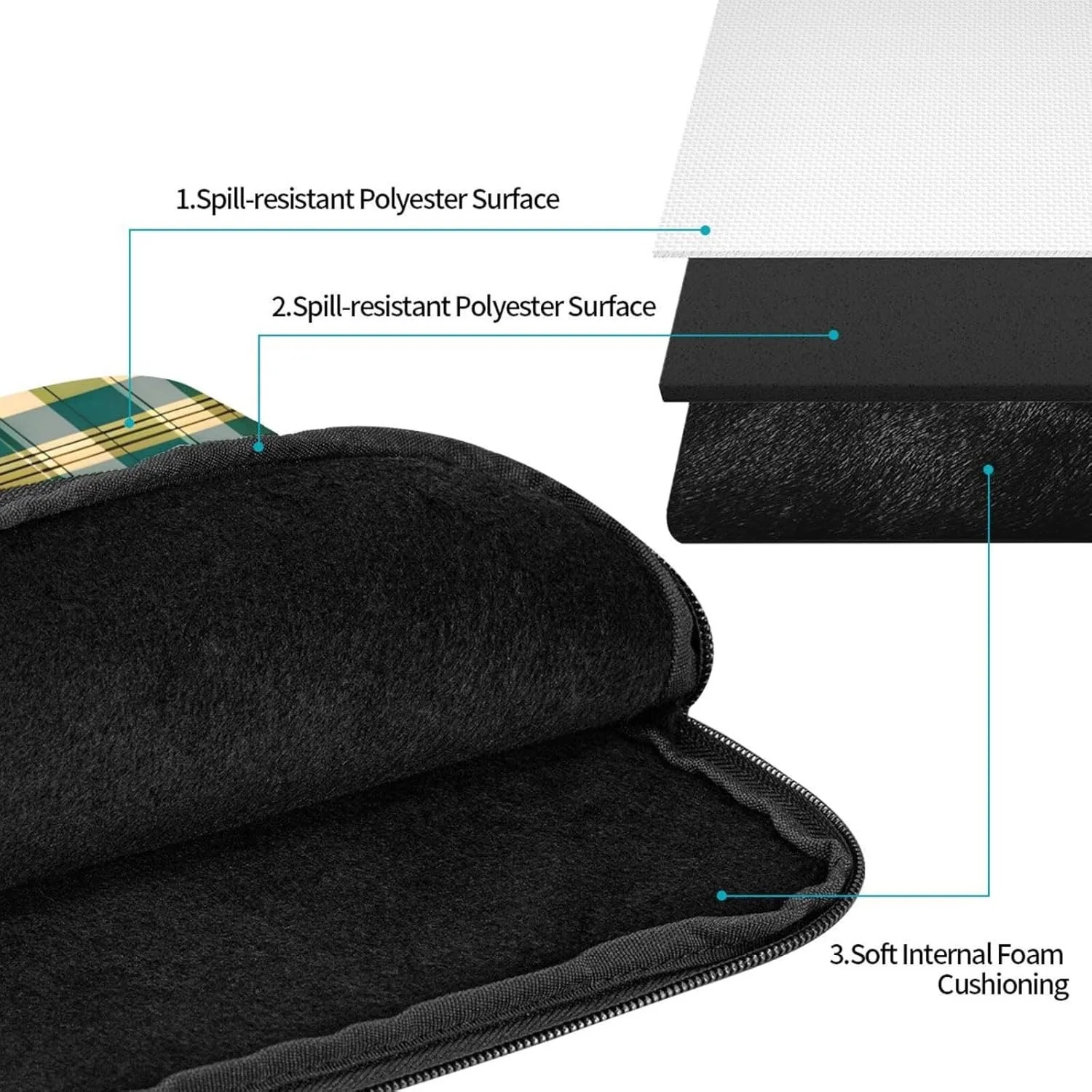 Fresh Simple Plaid Laptop Inner Bag Laptop Sleeve Case Briefcase Carrying Laptop Cover