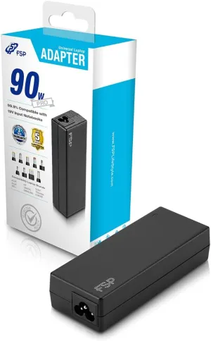 FSP 90W AC to DC Power Adapter for Laptop and AIO, Mini ITX Systems, with 9 Interchangable Tips