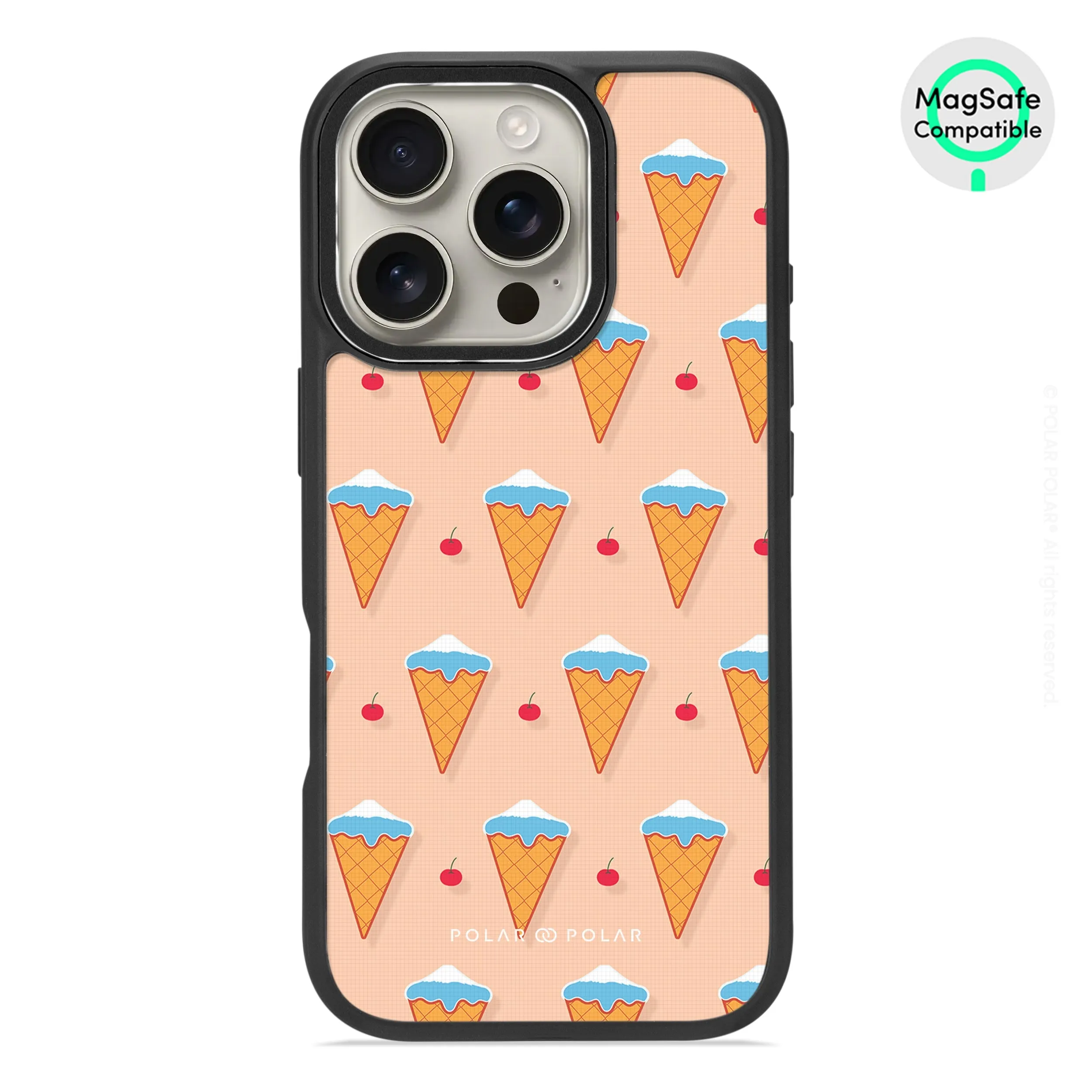 Fujisan Peach Ice Cream - iPhone 16 Pro Frosted Black Bumper MagSafe Case