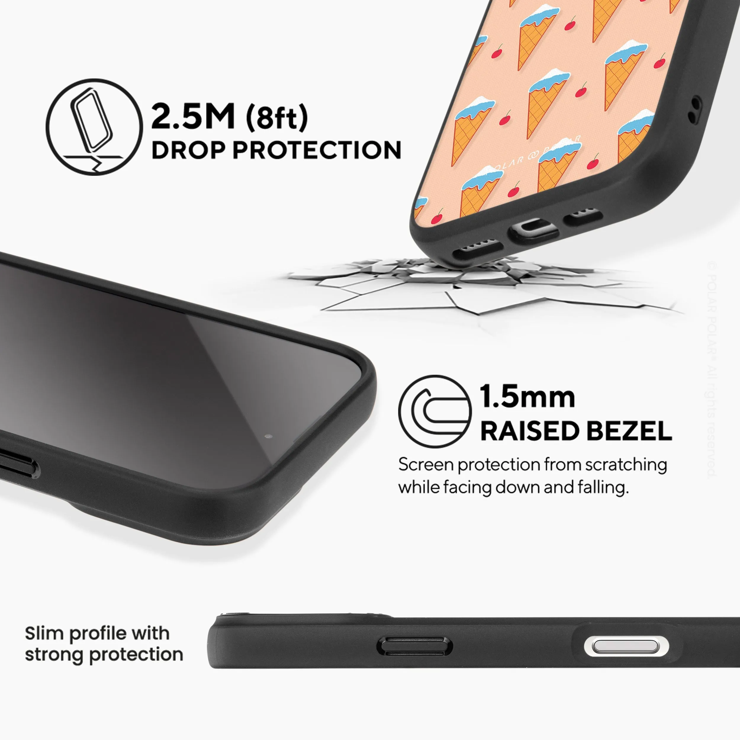 Fujisan Peach Ice Cream - iPhone 16 Pro Frosted Black Bumper MagSafe Case