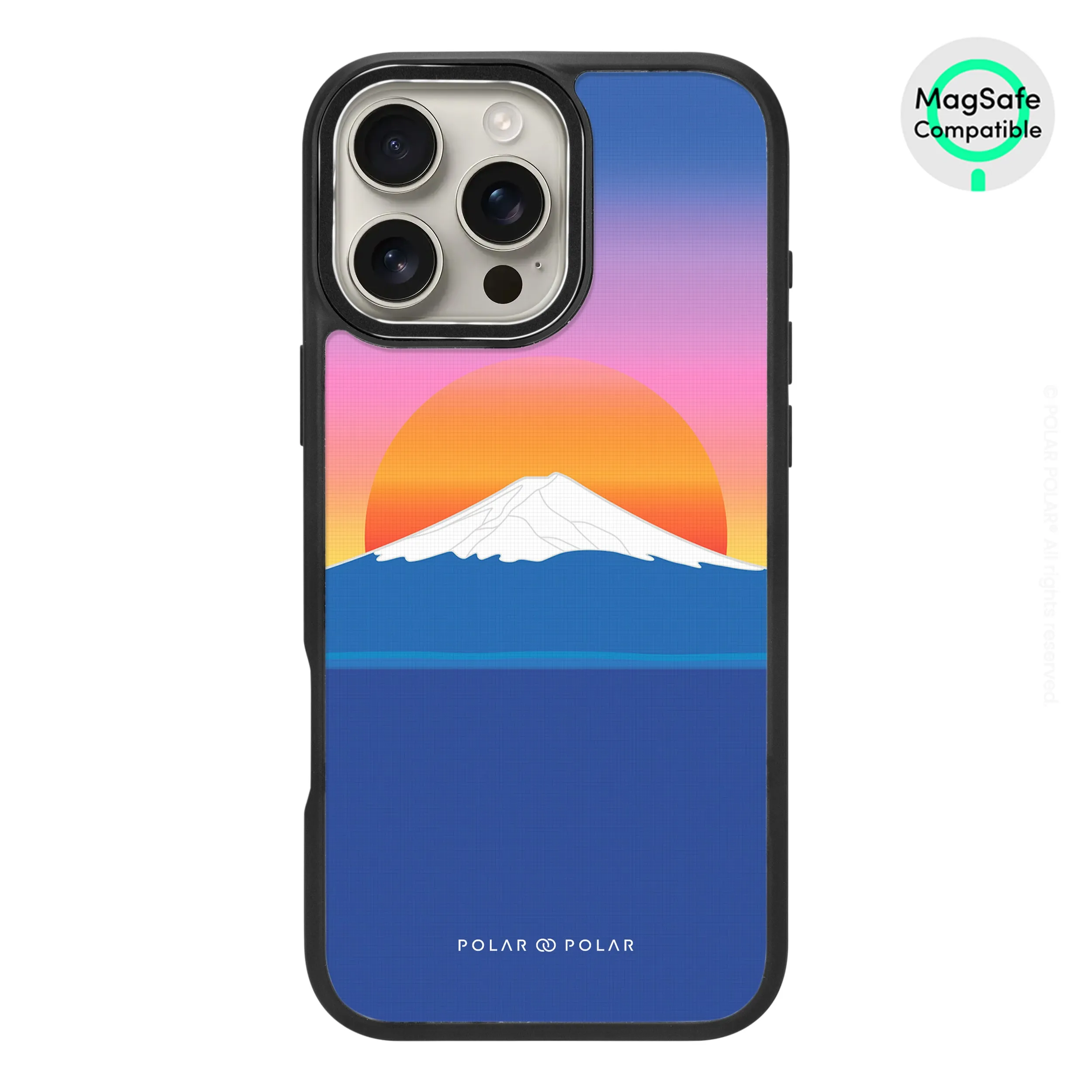 Fujisan Sunset - iPhone 16 Pro Max Frosted Black Bumper MagSafe Case