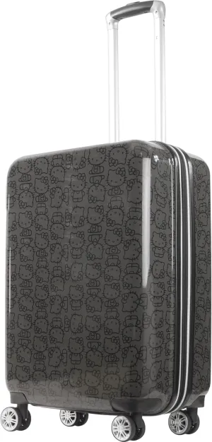 FUL Hello Kitty Rolling Luggage, Hardshell Suitcase with Spinner Wheels, Black, 25 Inch