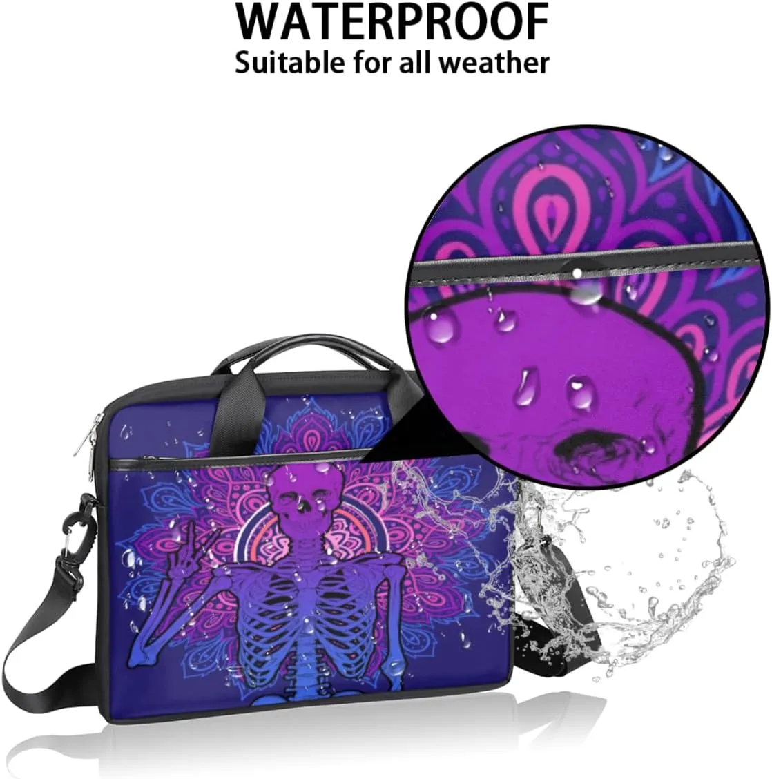 Fun Flowers Laptop Shoulder Bag for Tablet Computer Notebook Sleeve Messenger Carrying Case Briefcase Tote