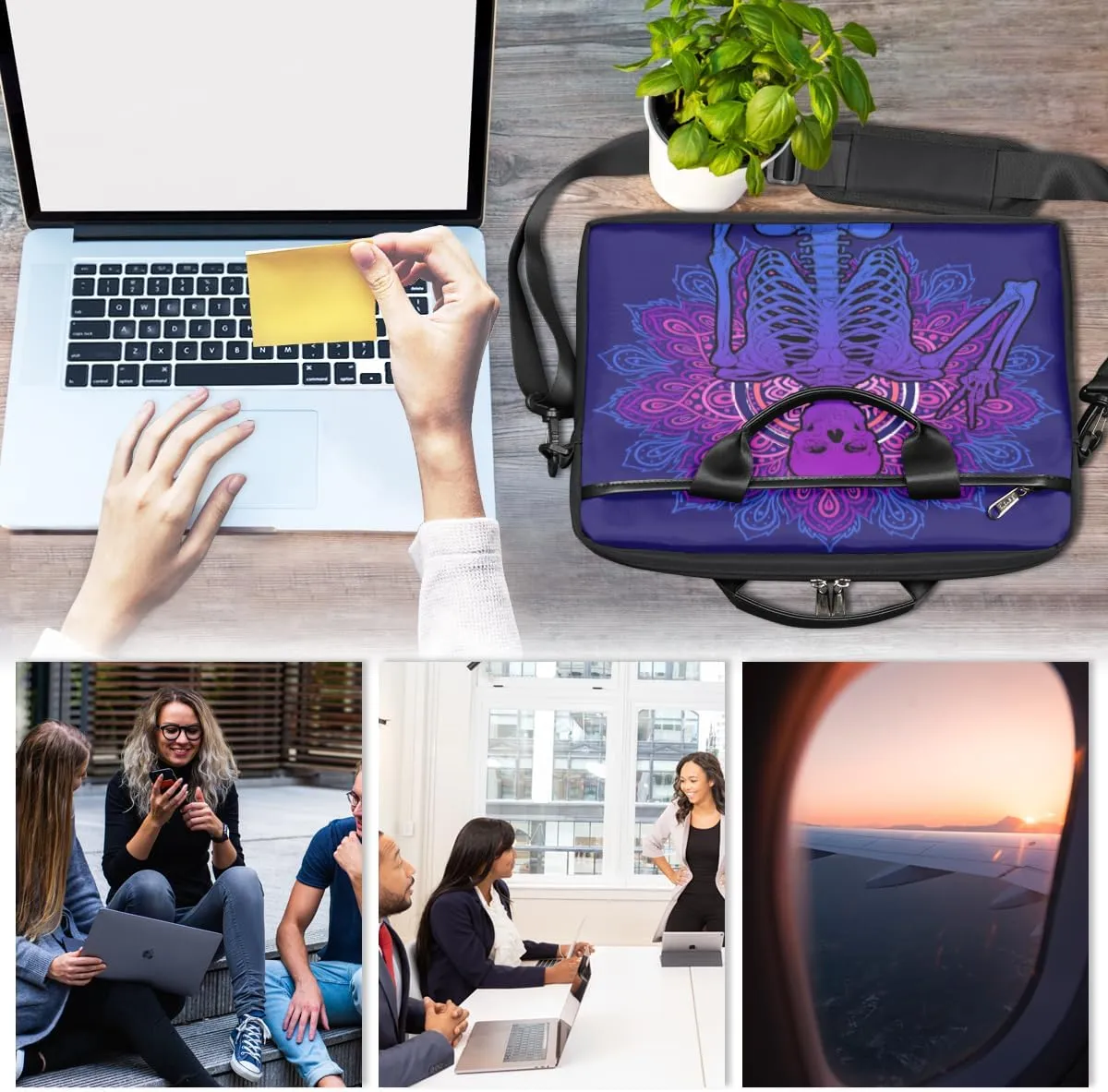 Fun Flowers Laptop Shoulder Bag for Tablet Computer Notebook Sleeve Messenger Carrying Case Briefcase Tote