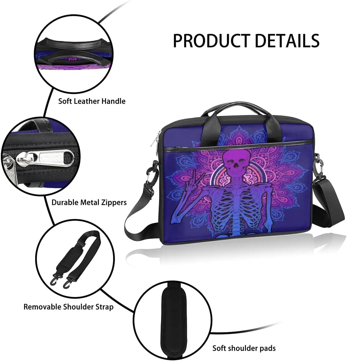 Fun Flowers Laptop Shoulder Bag for Tablet Computer Notebook Sleeve Messenger Carrying Case Briefcase Tote
