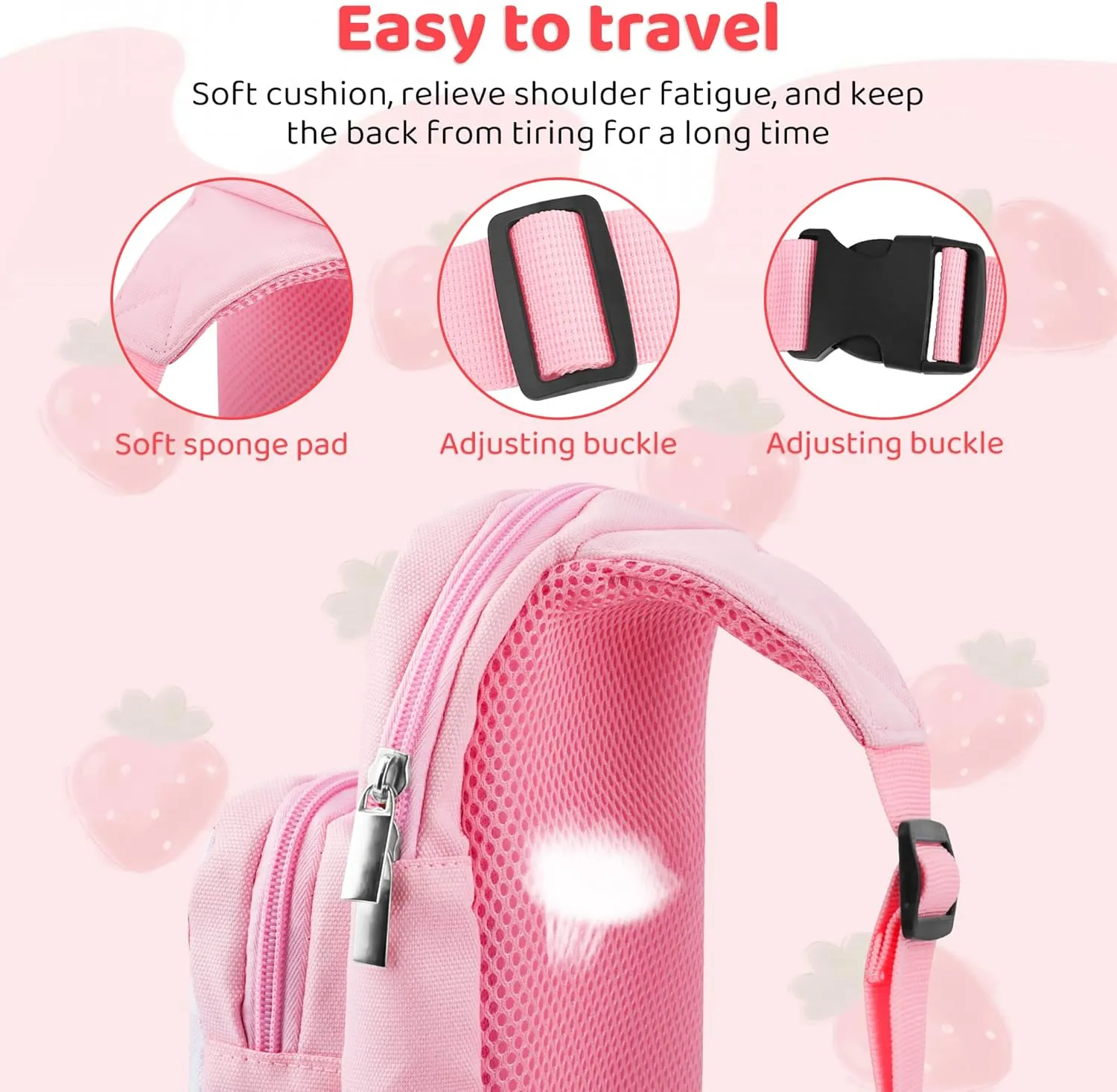 FUNDIARY Pink Carrying Travel Bag for Nintendo Switch/OLED/Lite with Strawberry Design, Portable Accessories Bundle with Sling Shoulder Bag Crossbody Backpack, 12 Slots Game Card Case and 2 Thumb Caps