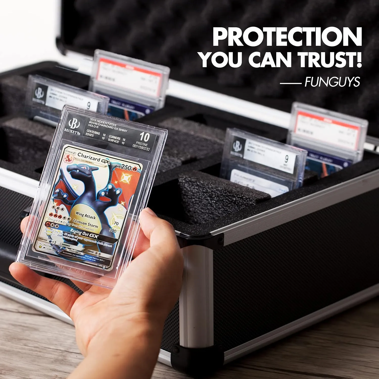 FunGuys Graded Card Storage Box, Trading Card Case for PSA Graded Pokemon Cards, Sports Card Storage Boxes as PSA Card Holder, Baseball Card Slab Case Holder for Trading Cards