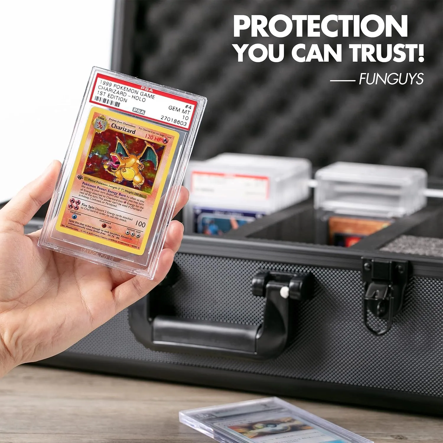 FunGuys Graded Card Storage Box, Trading Card Case for PSA Graded Pokemon, Sports Card Storage Boxes as PSA Holder, Baseball Card Slab Case Holder for Trading Cards