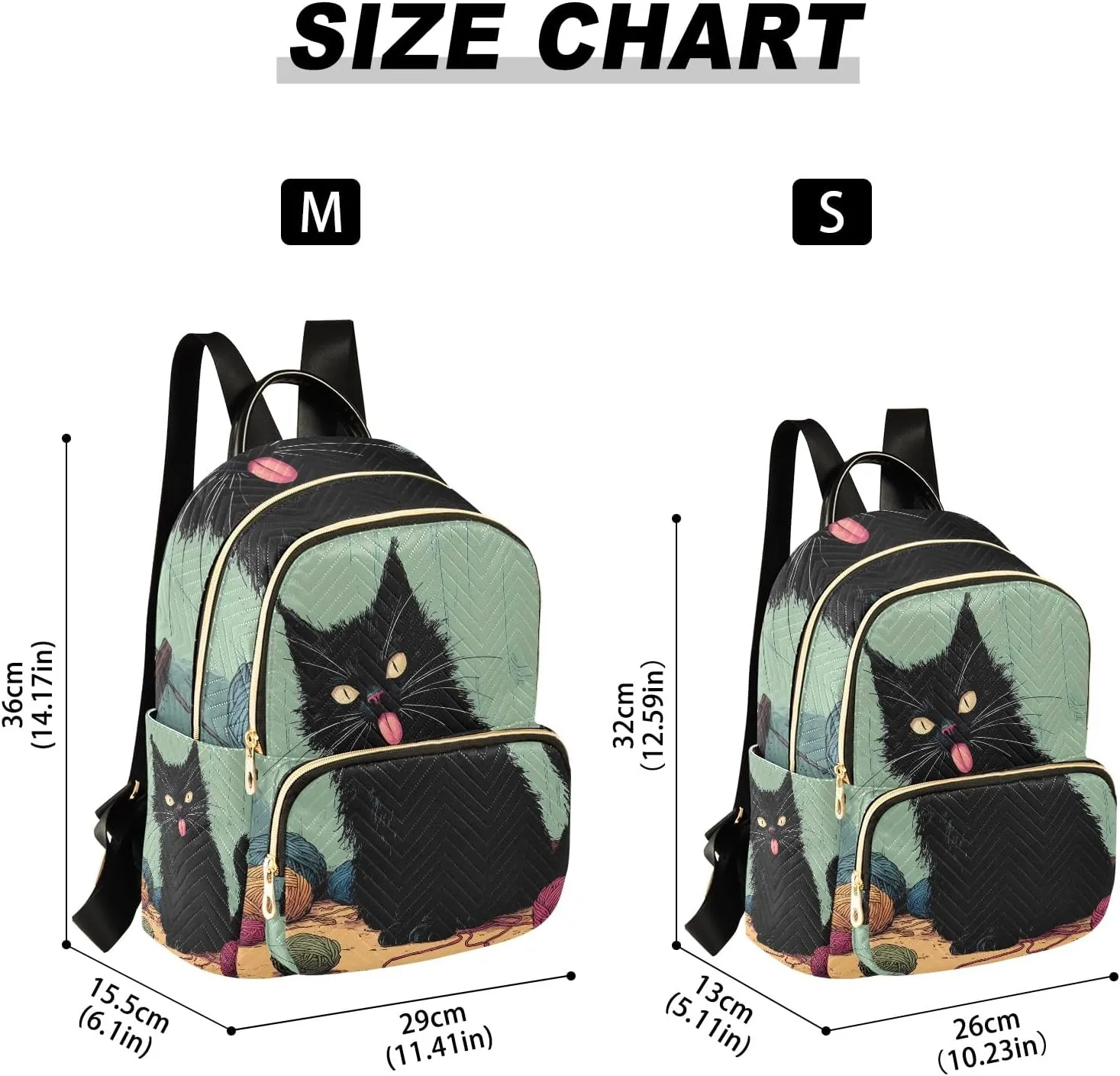 Funny Black Cat Stuck Out Its Tongue Quilted Backpack for Women Fashion Lightweight Travel Daypack Durable Polyester Stylish Casual Hiking Bag for School Work Outing