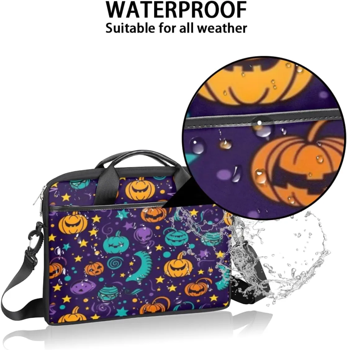 Funny Pumpkin Maple Leave Lightweight Laptop Bag Case 13-15 Inch Computer Briefcase Bag for Women Men Notebook Shoulder Bag