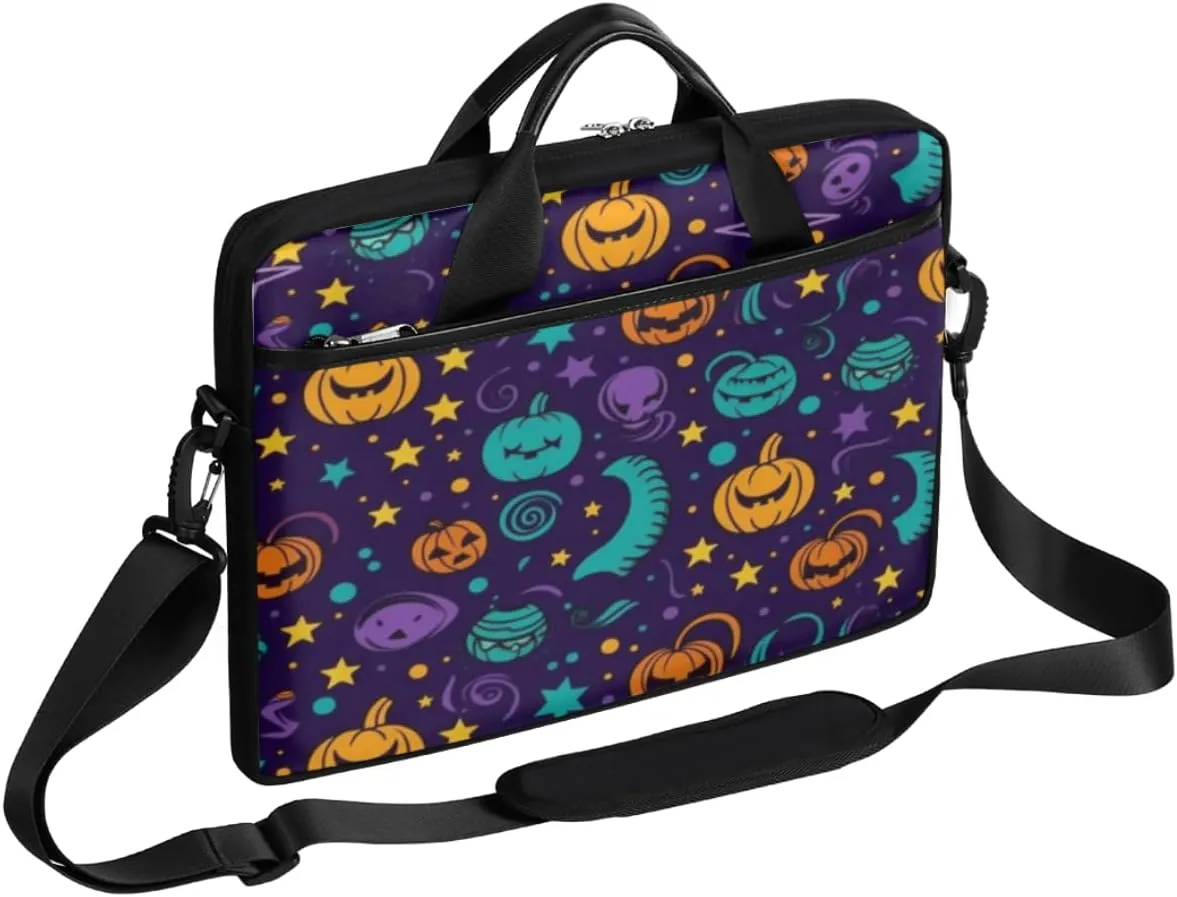 Funny Pumpkin Maple Leave Lightweight Laptop Bag Case 13-15 Inch Computer Briefcase Bag for Women Men Notebook Shoulder Bag