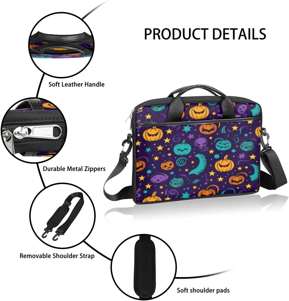 Funny Pumpkin Maple Leave Lightweight Laptop Bag Case 13-15 Inch Computer Briefcase Bag for Women Men Notebook Shoulder Bag