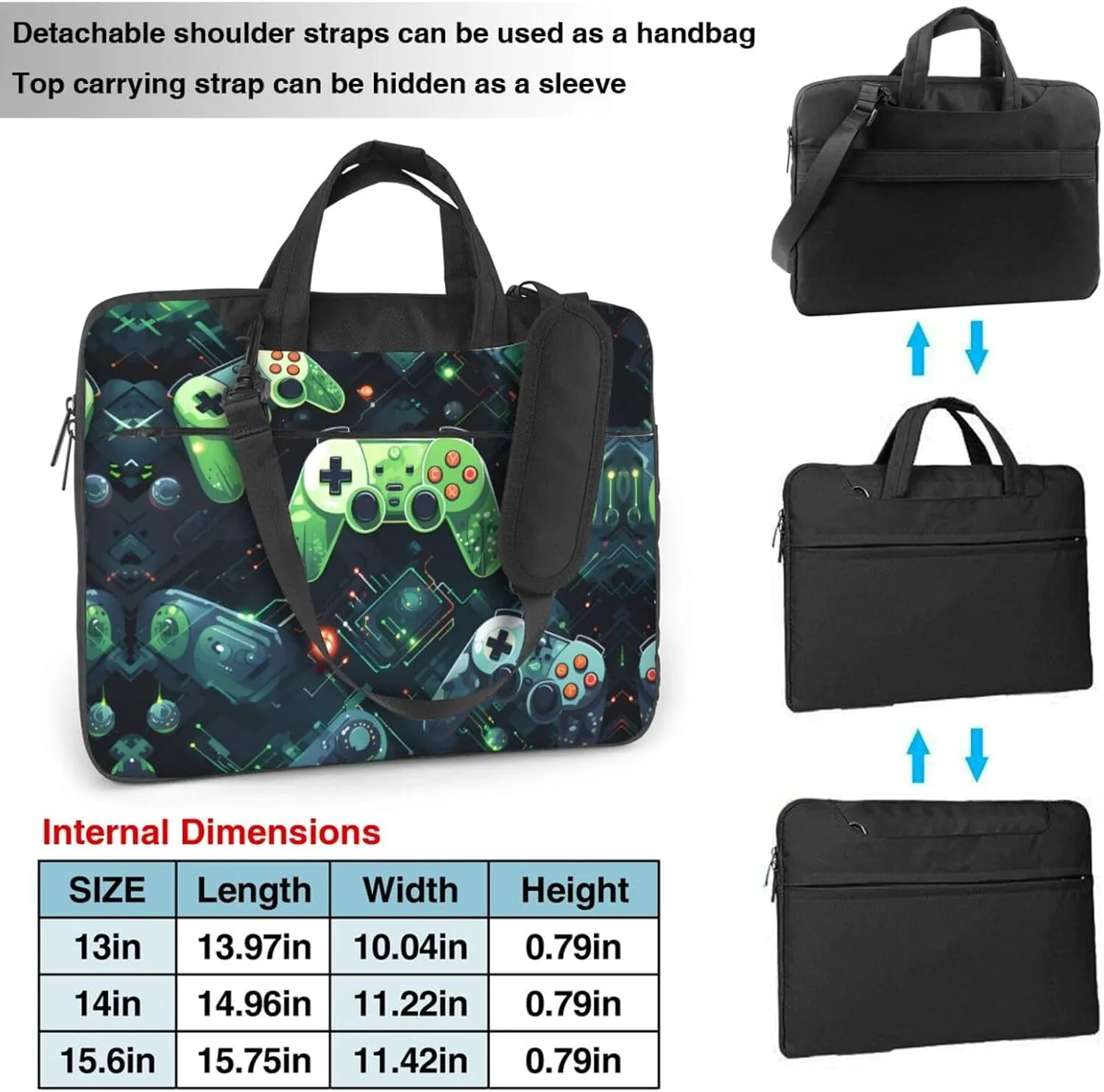 Gamepad Circuit Version Prints Laptop Bag - with Soft Interior, Multiple Pockets - Ideal for Men, Travel and Business