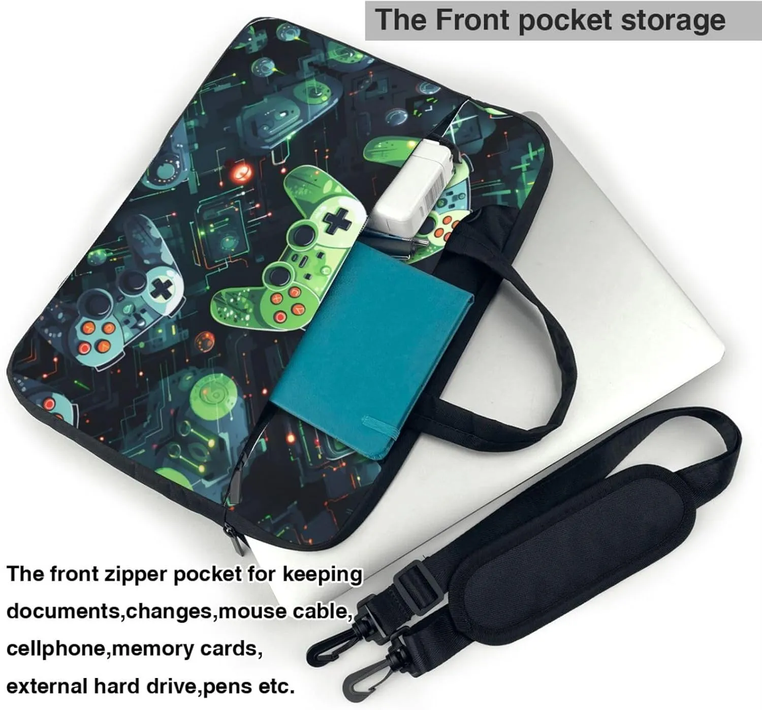 Gamepad Circuit Version Prints Laptop Bag - with Soft Interior, Multiple Pockets - Ideal for Men, Travel and Business