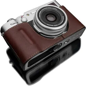 Gariz HG-X100VBR Genuine Leather Half Case for Fuji X100V, Brown