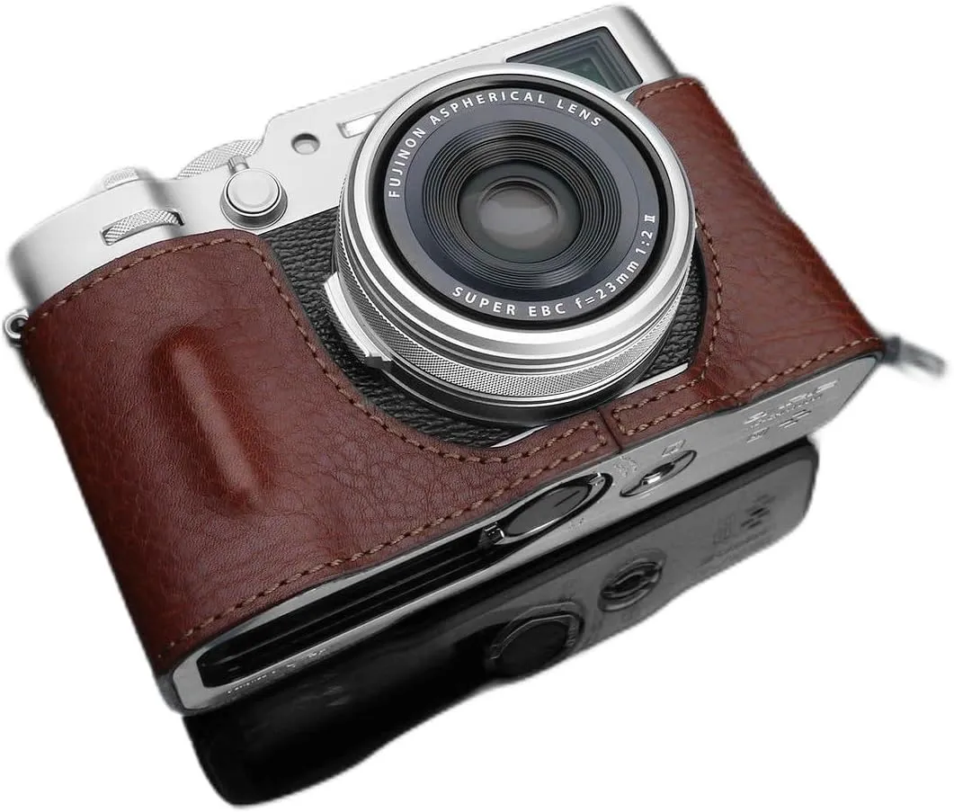Gariz HG-X100VIBR Genuine Leather Half Case for Fujifilm X-100VI Fuji X100VI, Brown