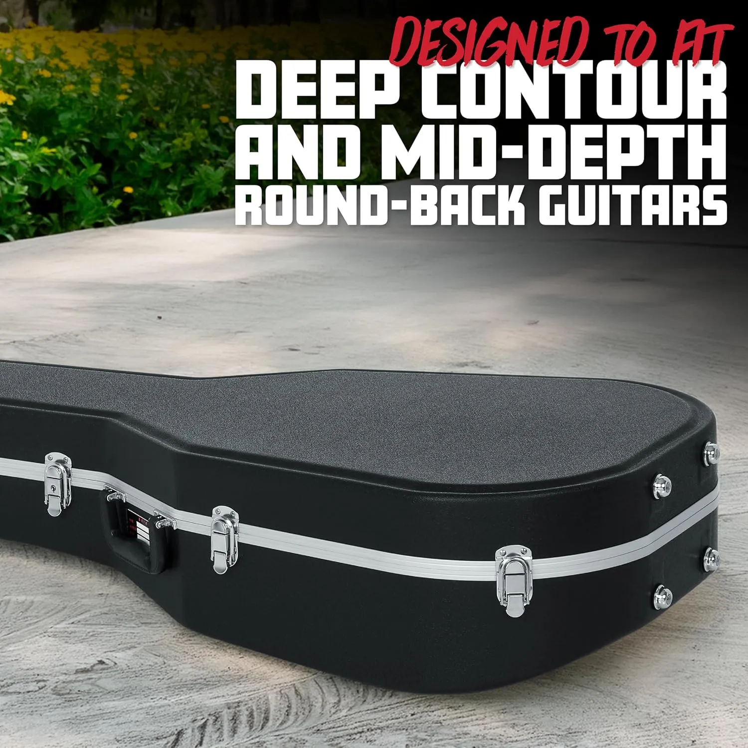 Gator Cases Deluxe ABS Molded Case for Acoustic Guitars; Fits Ovation Style Deep Contour Acoustic Guitars (GC-DEEP BOWL)