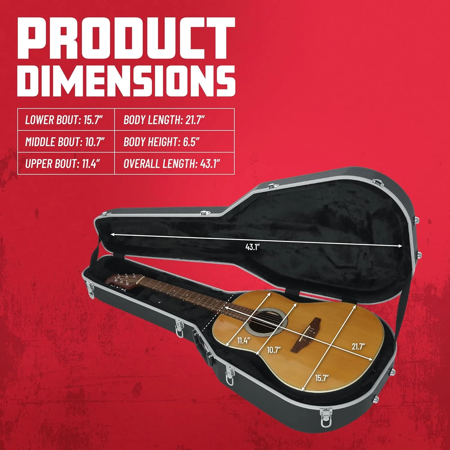 Gator Cases Deluxe ABS Molded Case for Acoustic Guitars; Fits Ovation Style Deep Contour Acoustic Guitars (GC-DEEP BOWL)