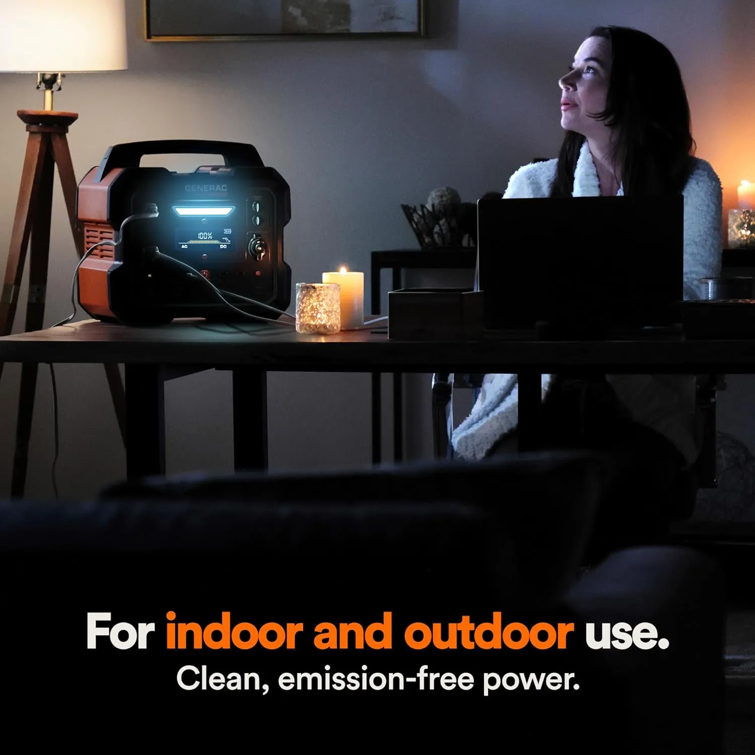 Generac 2106Wh Portable Power Station with Lithium-Ion Battery - Clean, Emission-Free Power - Wirless Charging Pad and Compact Design - Camping, RV, Indoor/Outdoor Use - Orange/Black