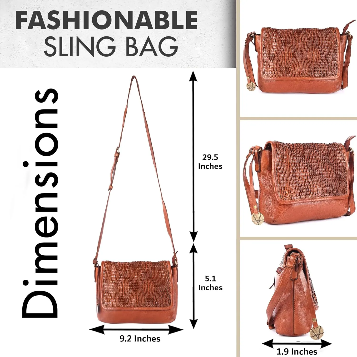 Genuine Leather Crossbody Sling Bags for Women, Bags for Women Trendy Casual Office Bag with Adjustable Strap