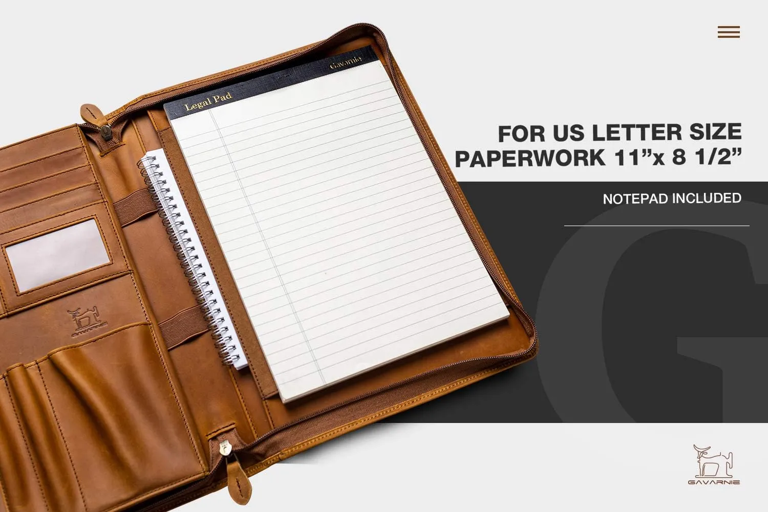 Genuine Leather Professioal Business Portfolio Padfolio Folder with Zipper for Men and Women,Work Portfolio with Notepad for Meeting and Travel, Brown