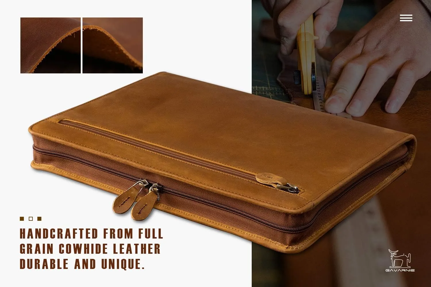 Genuine Leather Professioal Business Portfolio Padfolio Folder with Zipper for Men and Women,Work Portfolio with Notepad for Meeting and Travel, Brown