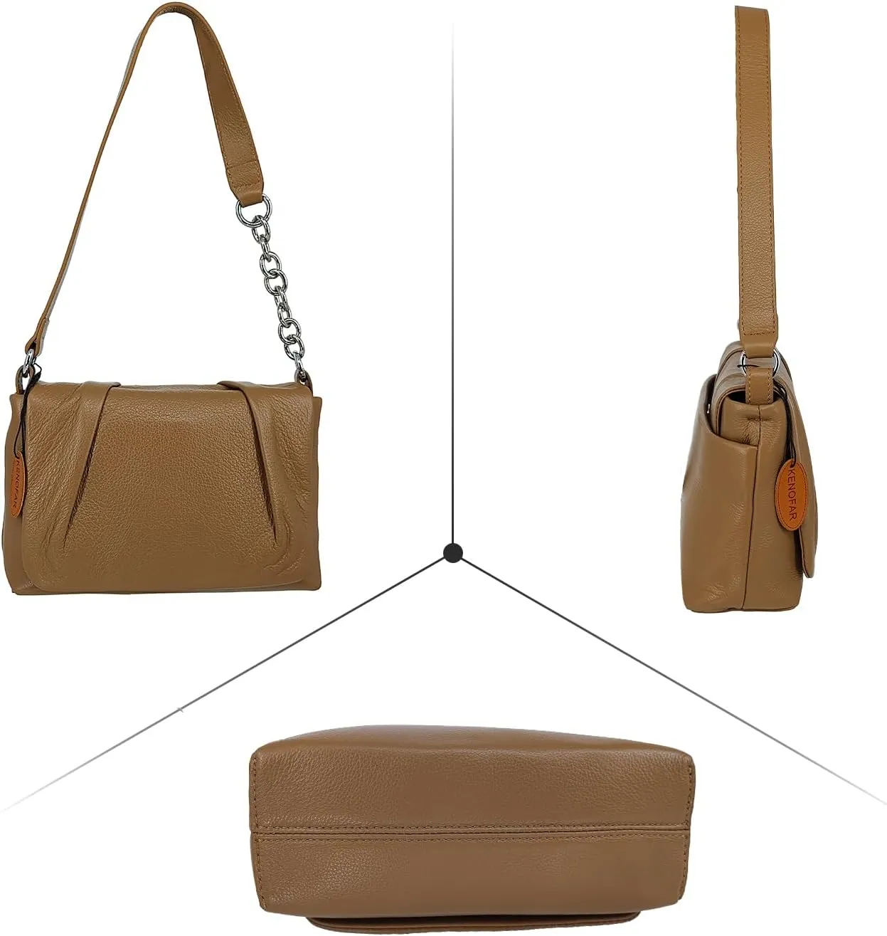 Genuine Leather Small Tote Bags for Women Chain Armpit Crossbody Bag