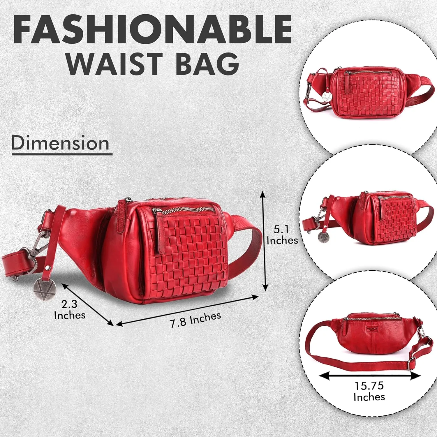 Genuine Leather Waist Bag Unisex, Waist Bag for Travel Trendy Casual Travelling Essentials Kept Bag Stylish, Durable, and Secure Travel Companion(VL-094-RED)
