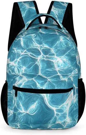Glass Sea Water Casual Backpack Travel Laptop Cute Basic Shoulder Bag for Work Women & Men