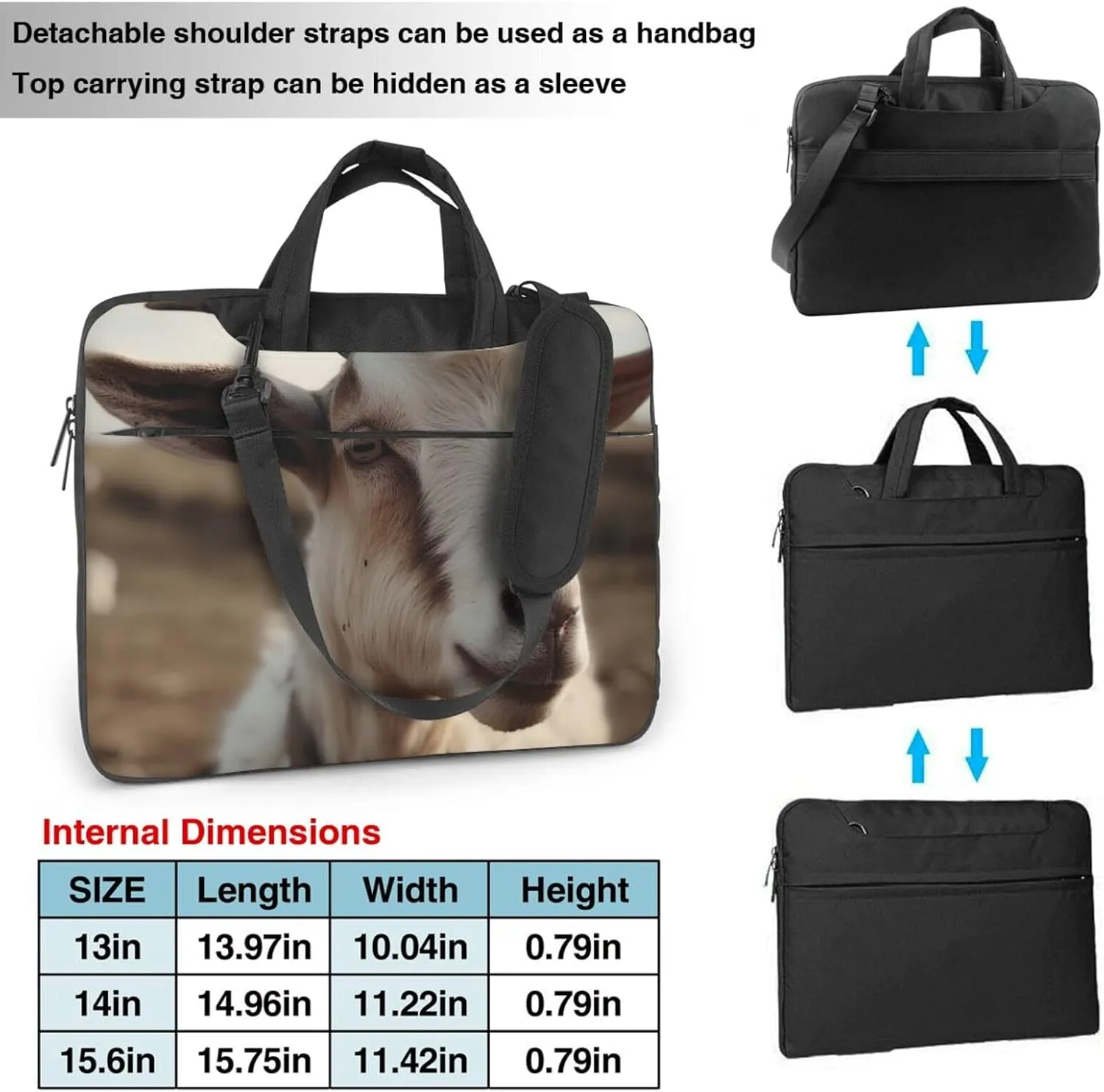 Goat on Hillside Laptop Bag Laptop Messenger Shoulder Bag Travel Computer Bag for Women Men