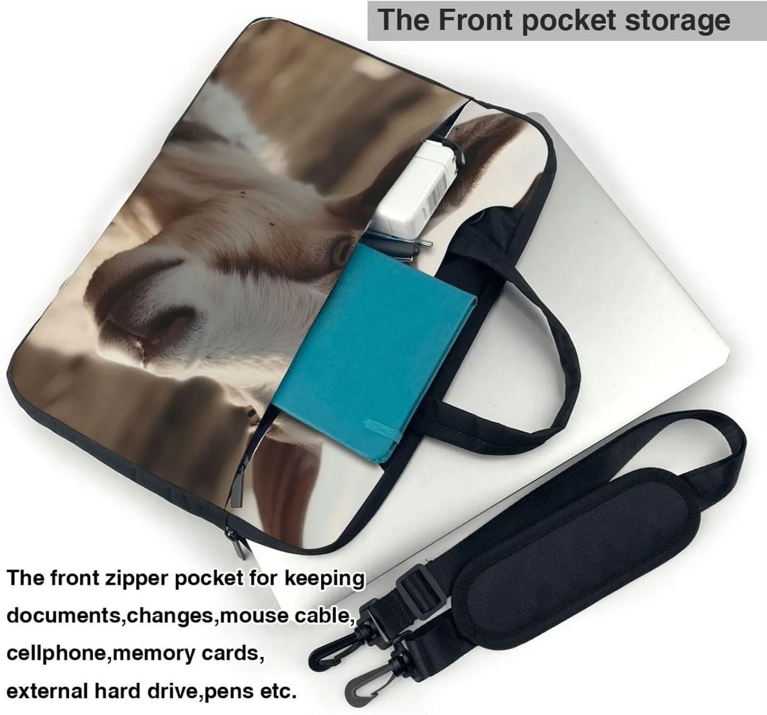 Goat on Hillside Laptop Bag Laptop Messenger Shoulder Bag Travel Computer Bag for Women Men