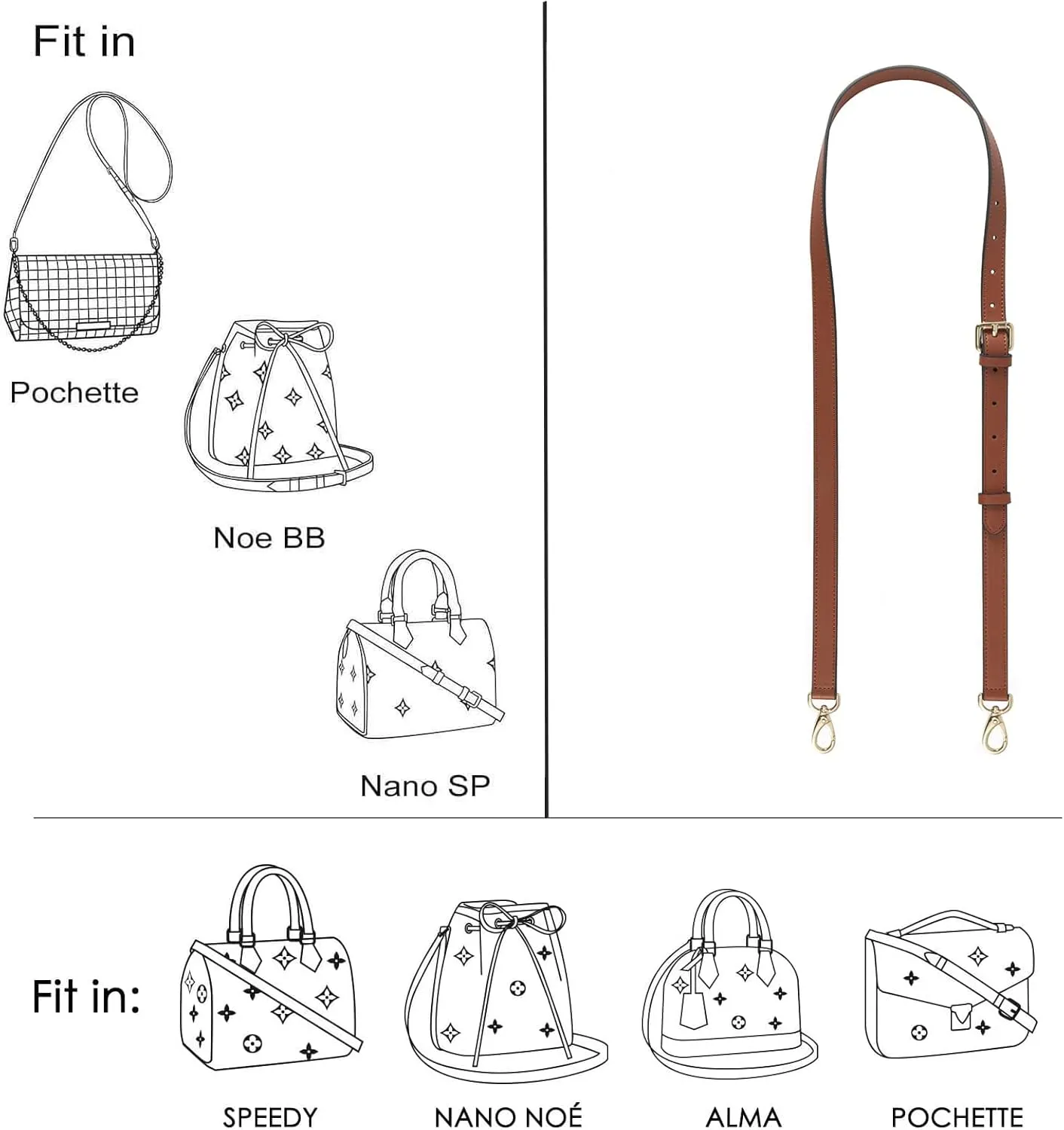GOXTECH Genuine Leather Purse Strap Replacement Crossbody Handbag Long Adjustable