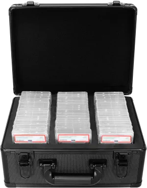 Graded Card Case - Aluminum Alloy Graded Card Storage Box Compatible with 100 Card Slabs - the Sports Trading Card Case Fits PSA, CSG, BGS and Top Loaders