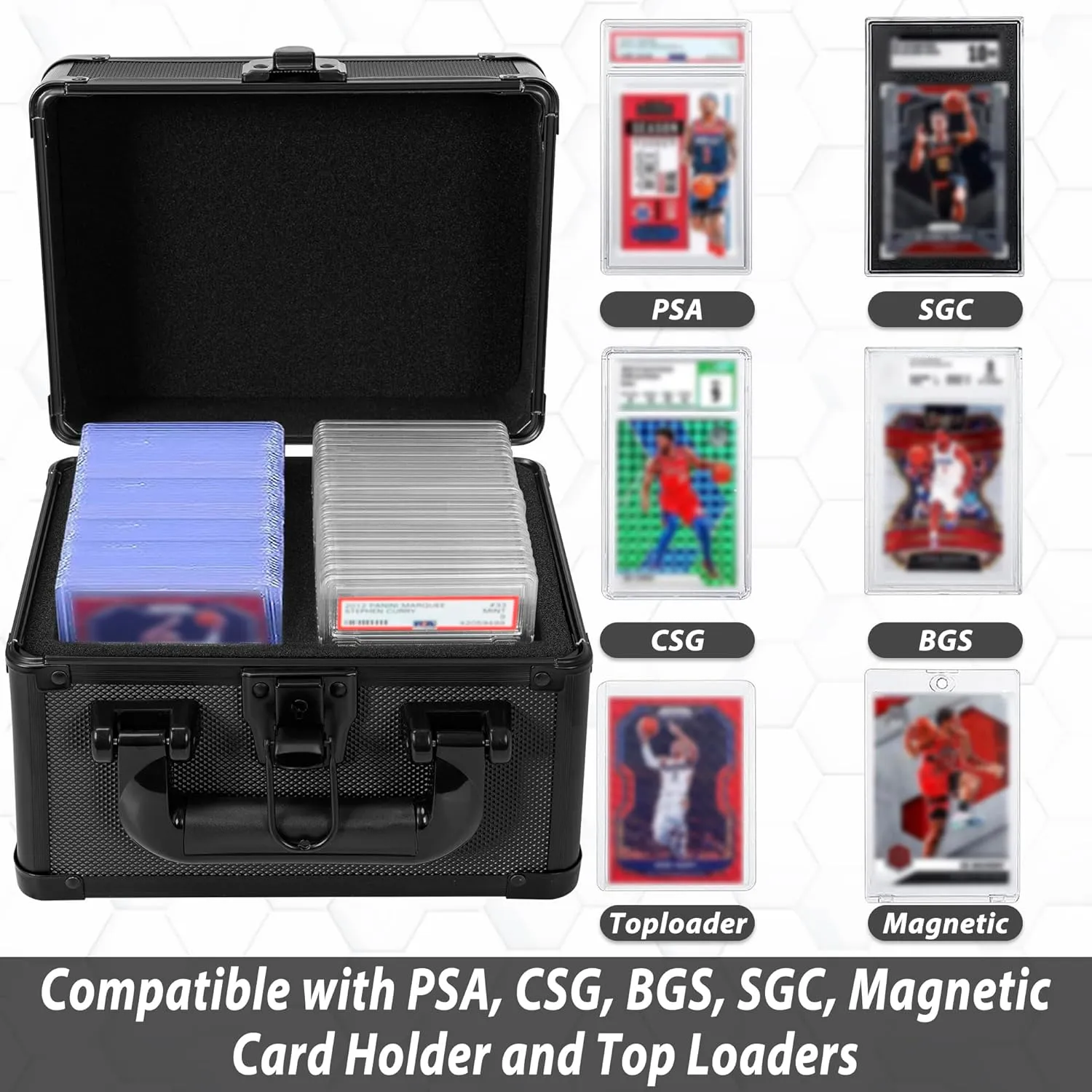 Graded Card Case - Aluminum Alloy Graded Card Storage Box Compatible with 40 Card Slabs, Sports Trading Card Case Fits PSA, CSG, BGS and Top Loaders