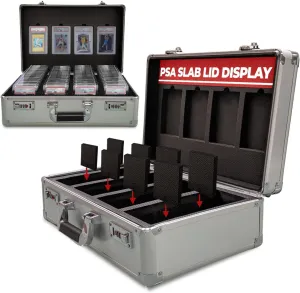 Graded Card Case - Durable PSA Slab Case with Combination Lock - 4 Row Graded Card Storage Box with 8 Foam Inserts - Also Compatible with PSA, GMA, HGA, NGS, SGC, CSG - Holds up to 640 Top Loaders