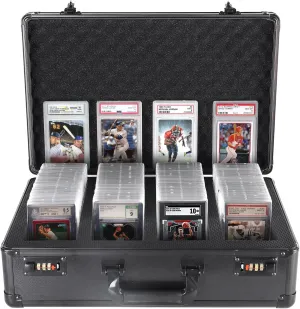 Graded Card Storage Box 4 Slots, Waterproof Display Trading Card Case with Removable EVA insert boards & Coded Lock (No Card)