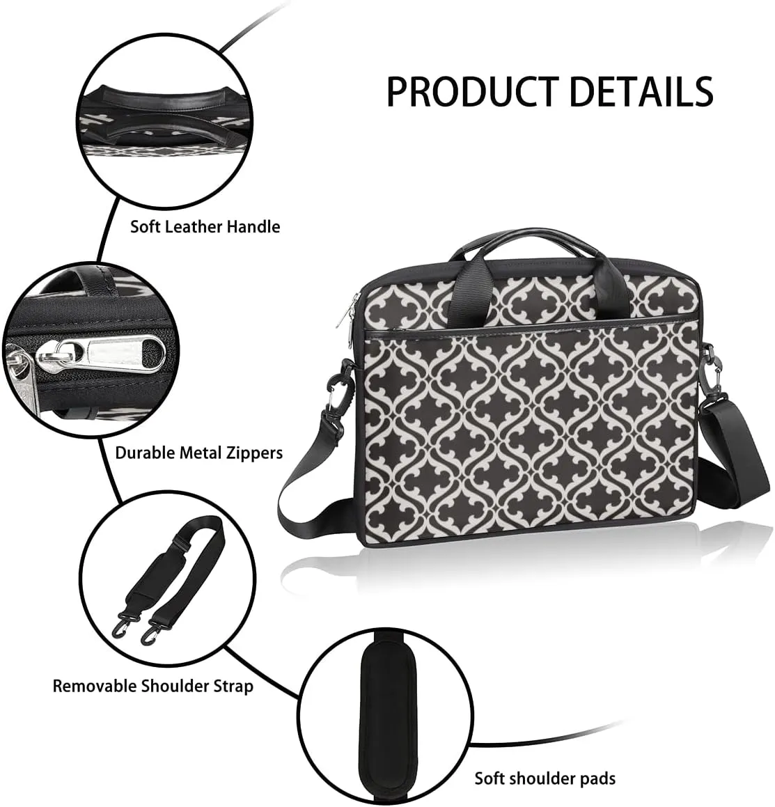 Grape Wine Bottle Laptop Shoulder Messenger Bag Waterproof Laptop Briefcase Handle Padded Strap